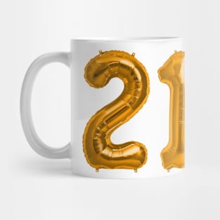 Orange 21st Birthday Metallic Helium Balloons Numbers Mug